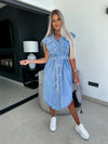 Women Clothing Casual Sleeveless Lace Up Denim Dress