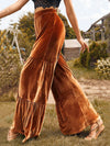 Cocoa Yacht Club Trendy Gold Velvet Ruffled Wide Leg Pants