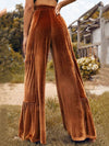 Cocoa Yacht Club Trendy Gold Velvet Ruffled Wide Leg Pants