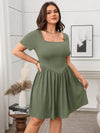 Square Collar Solid Color Slimming Dress