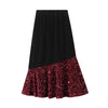 Velvet Fishtail Sequined Skirt