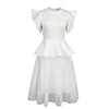 White Ruffled Mesh Dress