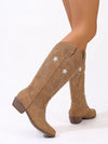 Western Chunky Heel Leather Boots