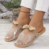 Mesh Hollowed Toe Flat Bow Sandals