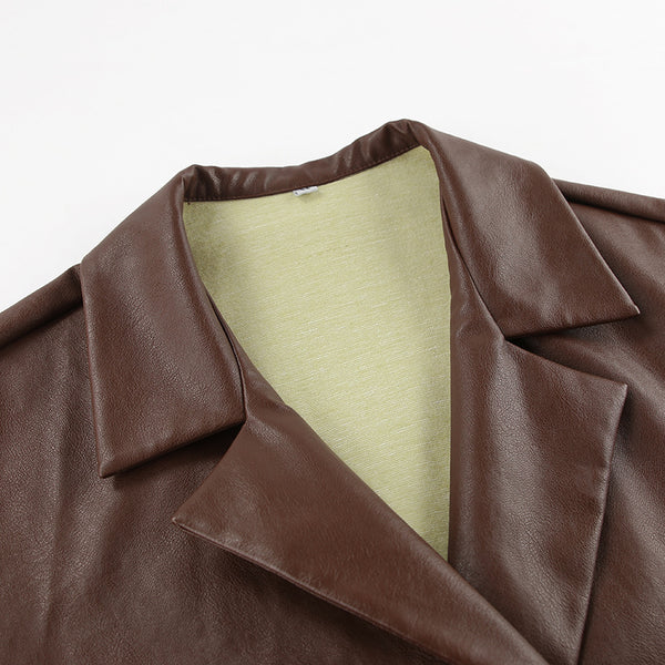 Retro Elegant Loose Leather Coat