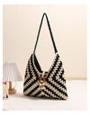 Grandmother Grid Straw Bag