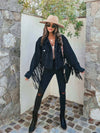 Cocoa Yacht Club Casual Loose Cross Tassel Denim Jacket