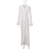 Irregular Asymmetric Lace Bell Sleeve Dress