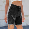 Washed Casual Ripped Denim Shorts