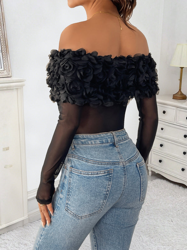 Mesh Gauzy 3D Rose Nighty