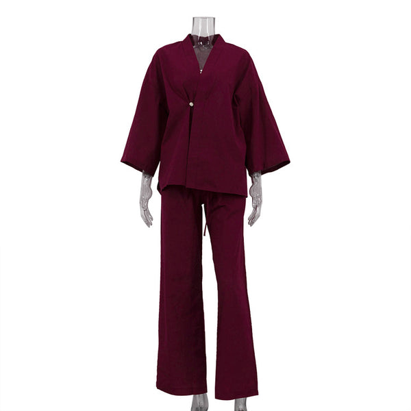 Casual Maroon Loose Top & Pants