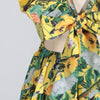 Yellow Ruffled Peach Flower Dress