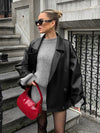 Retro Elegant Loose Leather Coat
