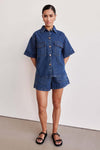 Retro Casual Denim Shirt & Shorts