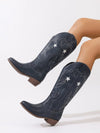 Western Chunky Heel Leather Boots