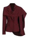 Trendy Red Shawl Blazer