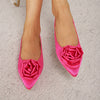 Satin Rose Flat Heel Shoes