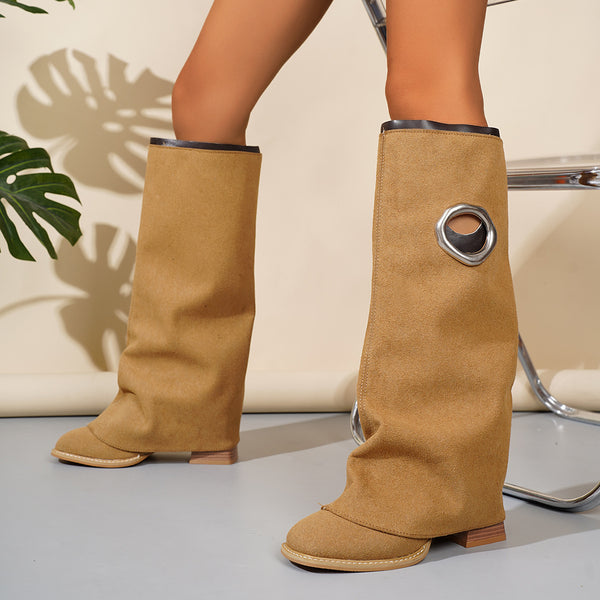 Autumn Distressed Pantyhose Boots