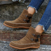 Retro Sewing Suede Ankle Boots