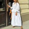 Ruffled Loose Bell Sleeve White Dress