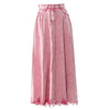 Pink Washed Denim Long Skirt