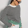 Contrast Color Knit Striped Sweater