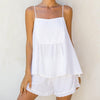 White Sleeveless Loose Strap Top & Pajama Shorts