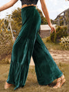 Cocoa Yacht Club Trendy Gold Velvet Ruffled Wide Leg Pants