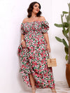 Floral Off Shoulder Waist Slimming Dress