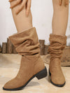 Mid Calf Vintage Suede Pile Boots