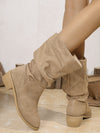 Mid Calf Vintage Suede Pile Boots