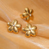 Floral Earrings with Inlaid Crystal