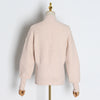 Classic Bowknot Turtleneck Apricot Pullover Knitted Sweater