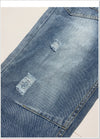 Retro Tattered Baggy Straight Denim Pants