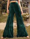 Cocoa Yacht Club Trendy Gold Velvet Ruffled Wide Leg Pants