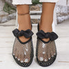 Mesh Hollowed Toe Flat Bow Sandals