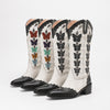 Western Denim Multi Butterfly Chunky Heel Boots