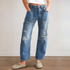 Retro Tattered Baggy Straight Denim Pants