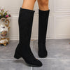 Suede Chunky Heel High Boots
