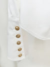 Star Simple Slim White Flared Sleeve Shirt
