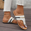 White Leather Metal Black Strap Sandals