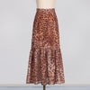 Diamond Embedded Leopard Shirt & High Waist Fishtail Skirt Set