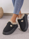 Plush Buckle Cotton Slippers