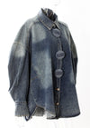 Washed Denim Loose Cocoon Shoulder Shirt