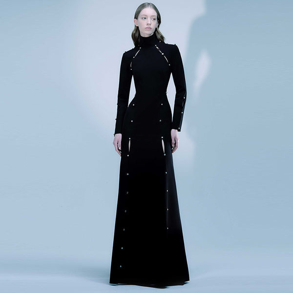 Star Collection Simple Rhinestone Beaded Maxi Dress