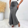 Elegant Elastic Waist Pleated Stretch Skirt Draping Effect Fishtail