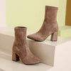 Chunky Heel Pointed Toe Ankle Boots