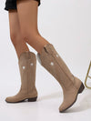 Western Chunky Heel Leather Boots
