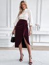 Solid Velvet Twisted Skirt
