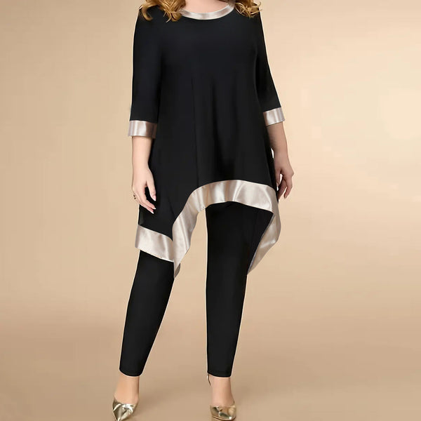 Asymmetric Top Hem Casual Pants Set